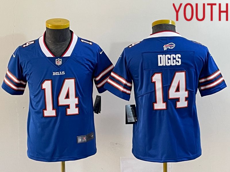 Youth Buffalo Bills #14 Diggs Blue 2023 Nike Vapor Limited NFL Jersey style 1->youth mlb jersey->Youth Jersey